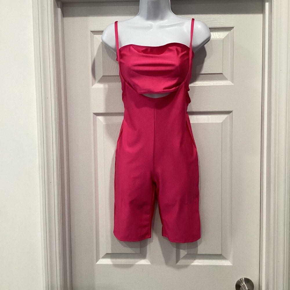 NWT SJL APPAREL pink overall shorts with tube tops